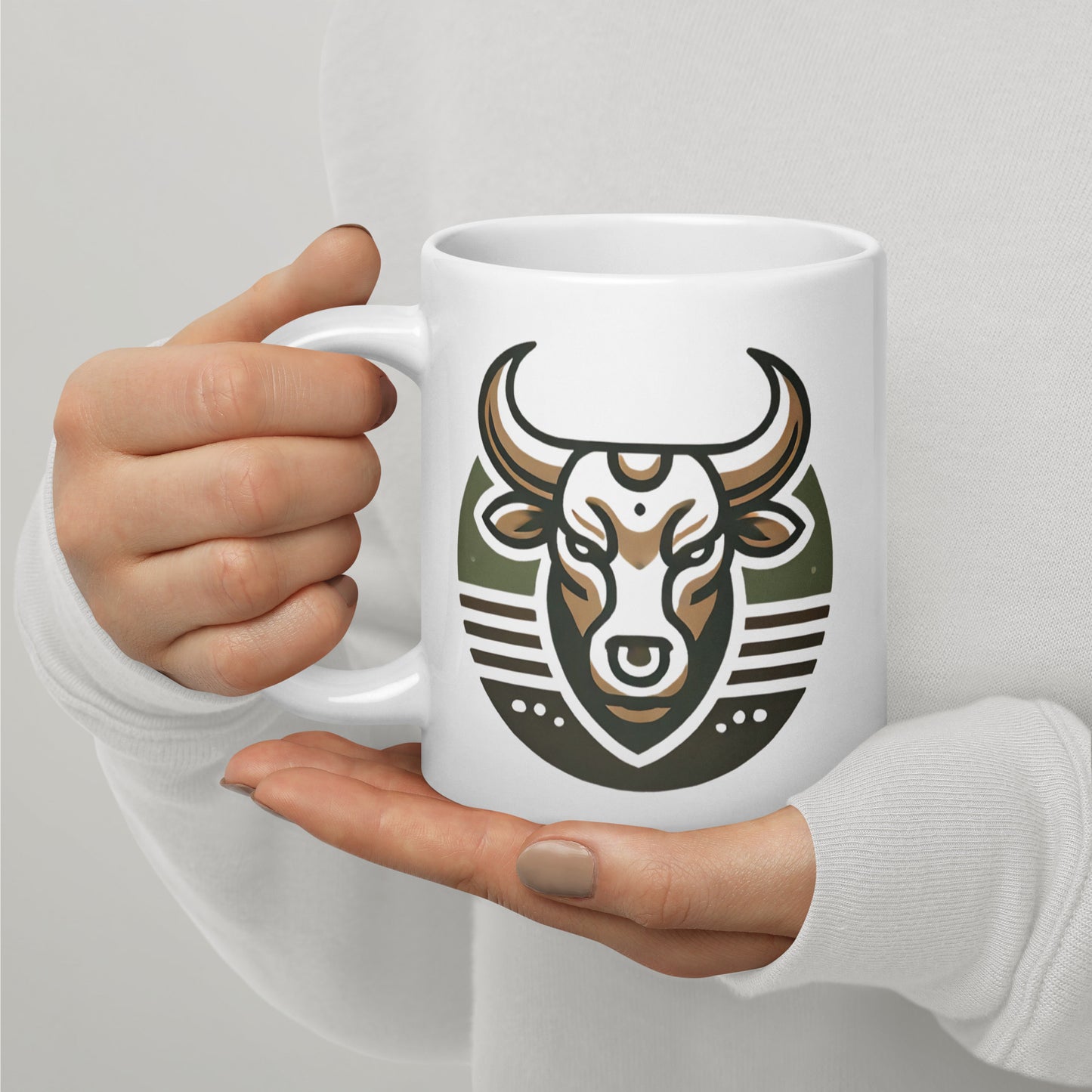 Taurus White glossy mug