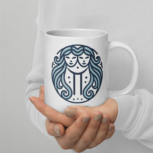 Gemini White glossy mug