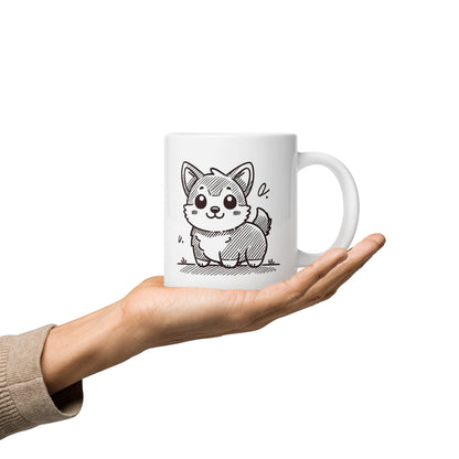 Corgi Cuteness White glossy mug