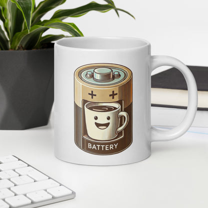 Coffee Battery White glossy mug